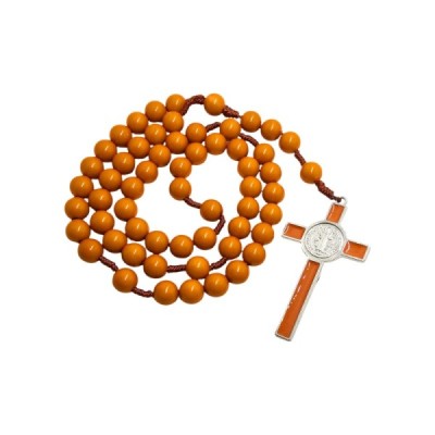 Różaniec plastik duży paciorek rudobrązowy 1945JBR