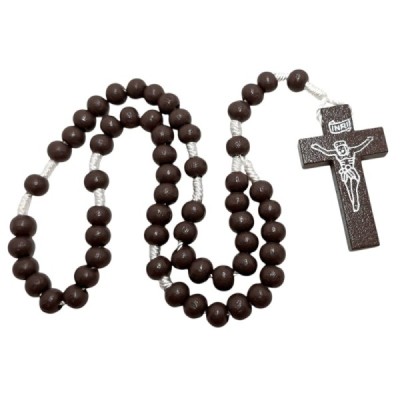 Różaniec na sznurku brąz drewniany HDW80824N