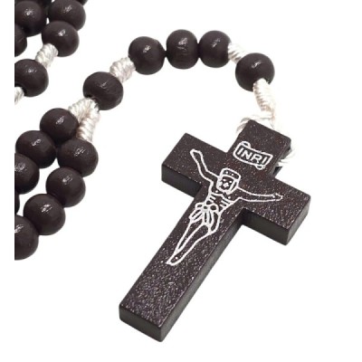 Różaniec na sznurku brąz drewniany HDW80824N