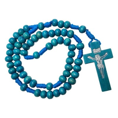 Różaniec drewniany okrągły turkus K46T