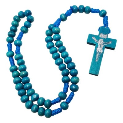 Różaniec drewniany okrągły turkus K46T