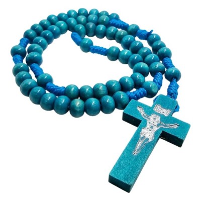 Różaniec drewniany okrągły turkus K46T