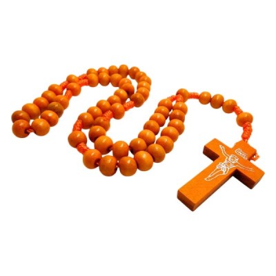 Różaniec drewniany okrągły pomarańczowy K46P