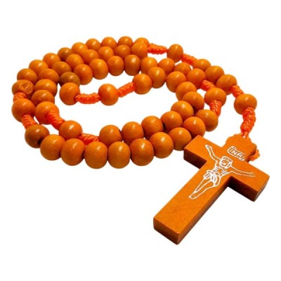 Różaniec drewniany okrągły pomarańczowy K46P
