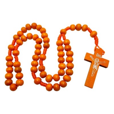 Różaniec drewniany okrągły pomarańczowy K46P
