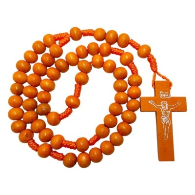 Różaniec drewniany okrągły pomarańczowy K46P