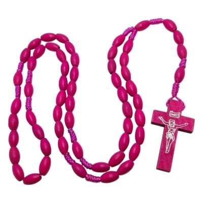 Różaniec drewniany owalny różowy K46OR