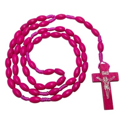 Różaniec drewniany owalny różowy K46OR