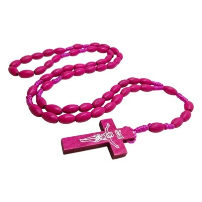 Różaniec drewniany owalny różowy K46OR