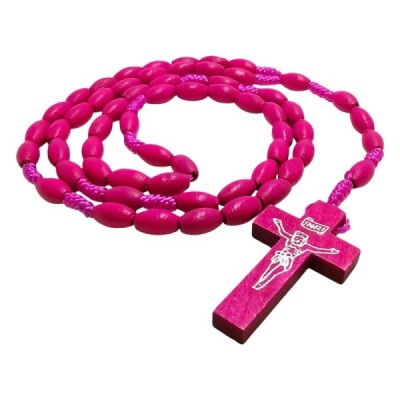 Różaniec drewniany owalny różowy K46OR