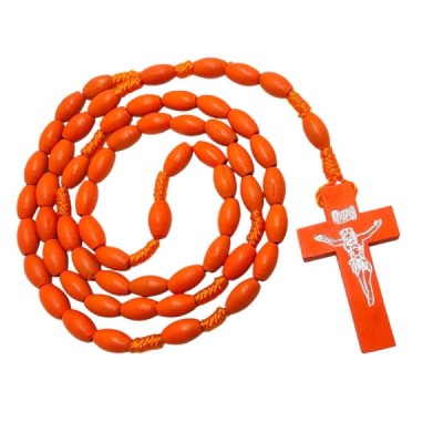 Różaniec drewniany owalny pomarańczowy K46OP