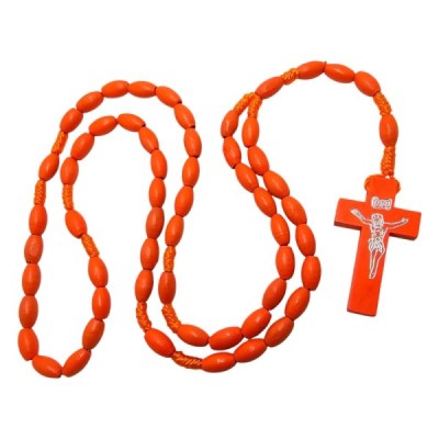 Różaniec drewniany owalny pomarańczowy K46OP