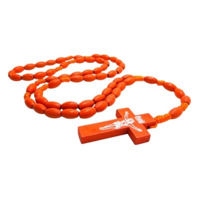 Różaniec drewniany owalny pomarańczowy K46OP