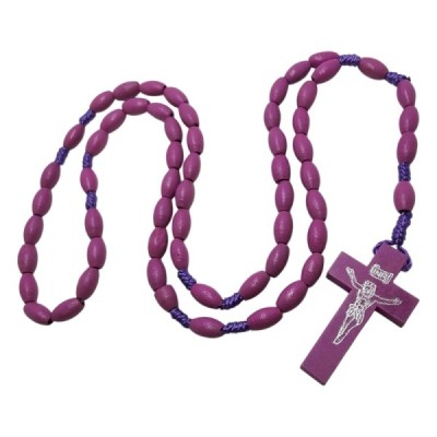 Różaniec drewniany owalny fioletowy K46OF