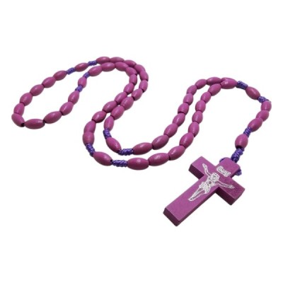 Różaniec drewniany owalny fioletowy K46OF