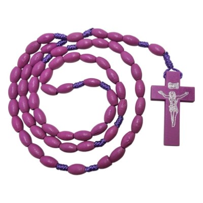 Różaniec drewniany owalny fioletowy K46OF