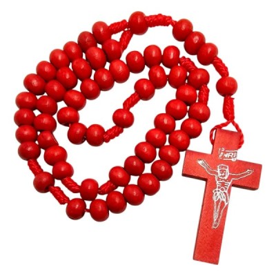 Różaniec drewniany okrągły czerwony K46C