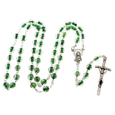 Różaniec szkło zielony M30SZ