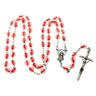 Różaniec szkło czerwony M30SC