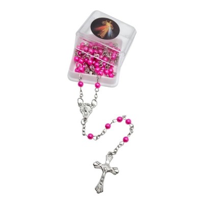 Zapinany Różaniec w pudełku różowy R2412R