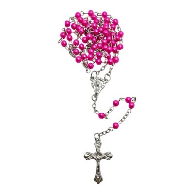 Zapinany Różaniec w pudełku różowy R2412R