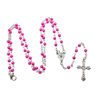 Zapinany Różaniec w pudełku różowy R2412R