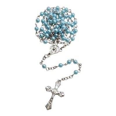 Zapinany Różaniec w pudełku błękitny  R2412M