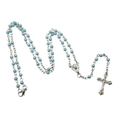 Zapinany Różaniec w pudełku błękitny  R2412M