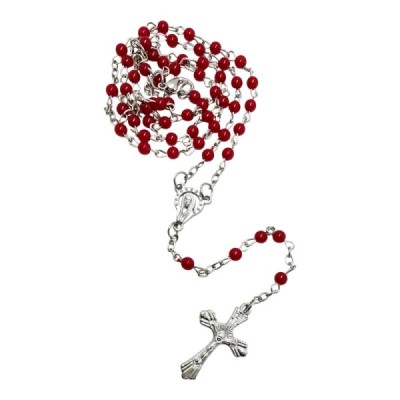 Zapinany Różaniec w pudełku czerwony R2412C