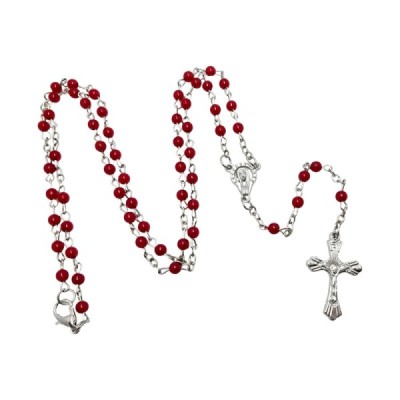 Zapinany Różaniec w pudełku czerwony R2412C