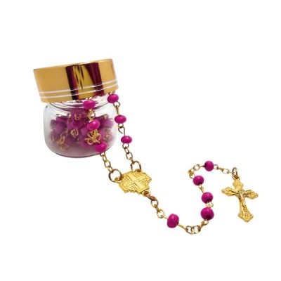 Różaniec w słoiku różowy 250401R