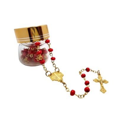 Różaniec w słoiku czerwony 250401C