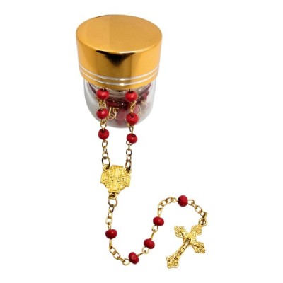 Różaniec w słoiku czerwony 250401C