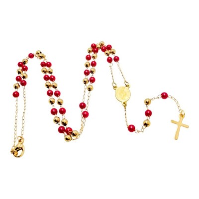 Różaniec stainless steel czerwony R01STC