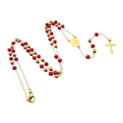 Różaniec stainless steel czerwony R01STC