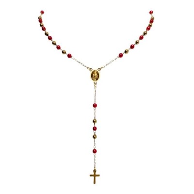 Różaniec stainless steel czerwony R01STC