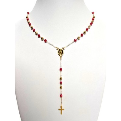 Różaniec stainless steel czerwony R01STC