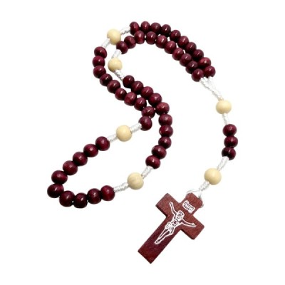 Różaniec na sznurku bordo drewniany HDW80824NCZ