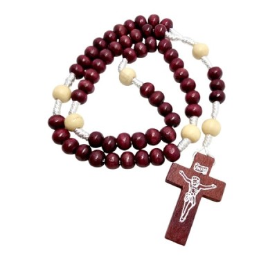 Różaniec na sznurku bordo drewniany HDW80824NCZ