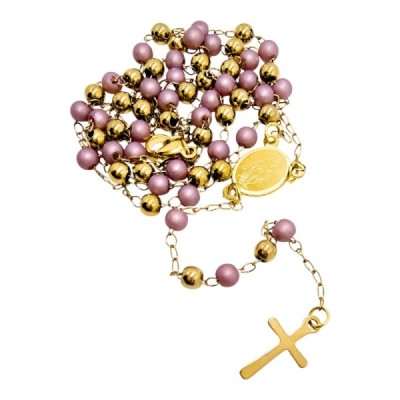 Różaniec stainless steel różowy R01ST