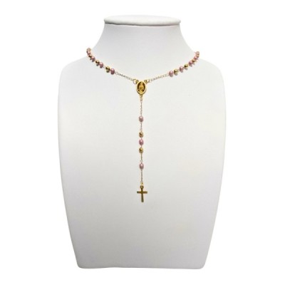 Różaniec stainless steel różowy R01ST