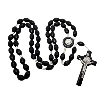 Różaniec czarny owalny plastikowy 1057AD