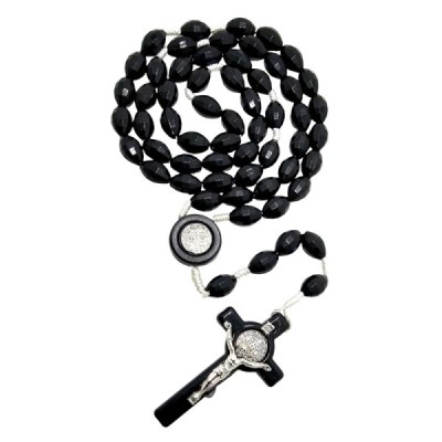 Różaniec czarny owalny plastikowy 1057AD