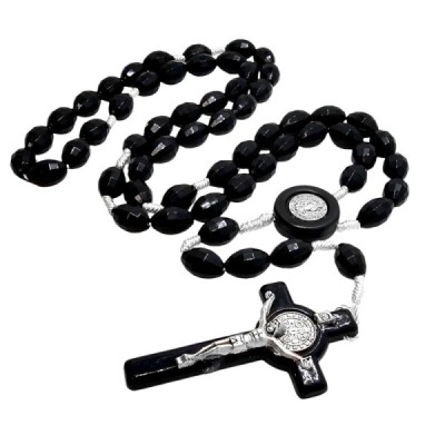 Różaniec czarny owalny plastikowy 1057AD