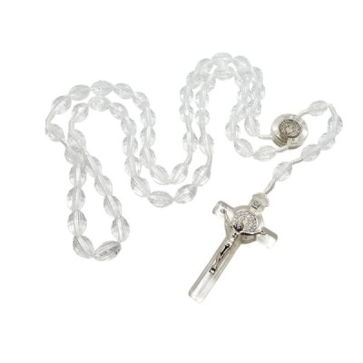 Różaniec bezbarwny owalny plastikowy 1057AA