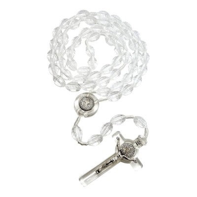 Różaniec bezbarwny owalny plastikowy 1057AA