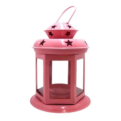 Lampion metalowy 13cm Różowy 6J-S-1R