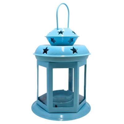 Lampion metalowy 13cm Niebieski 6J-S-1N