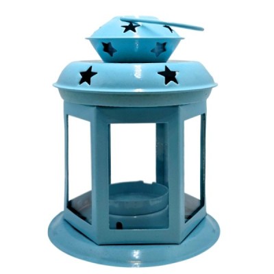 Lampion metalowy 13cm Niebieski 6J-S-1N