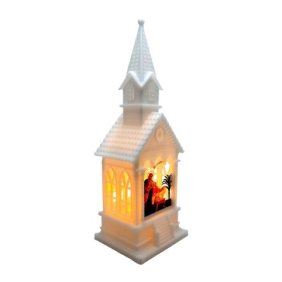 Lampion kościółek biały 17cm 250721D